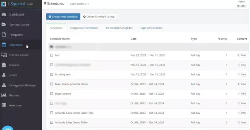 Scheduling on Digital Signage Softwares - L Squared